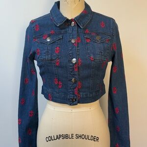 Forever 21- 2000s Nautical Cropped Denim Jacket
